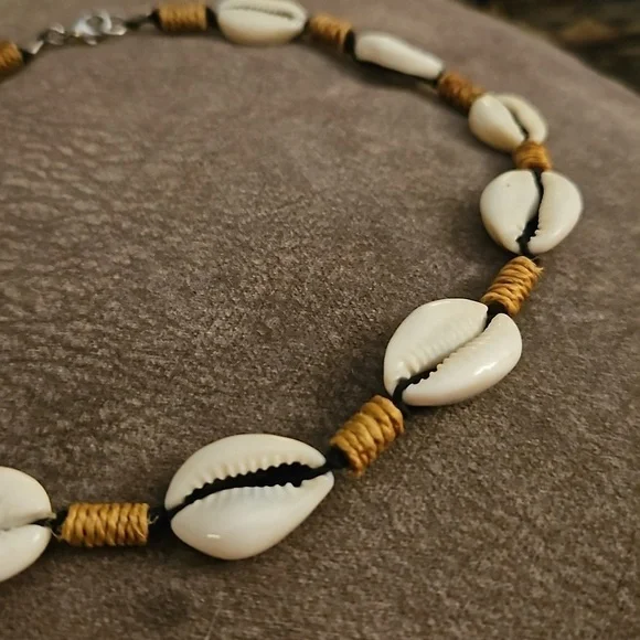 VTG Macrame Cowrie Shell Men's Surfer Festival Choker Necklace - Picture 5 of 6